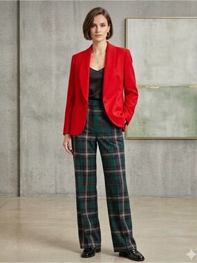 VTG Classic Pure Virgin Wool Red Shawl Collar Blazer
